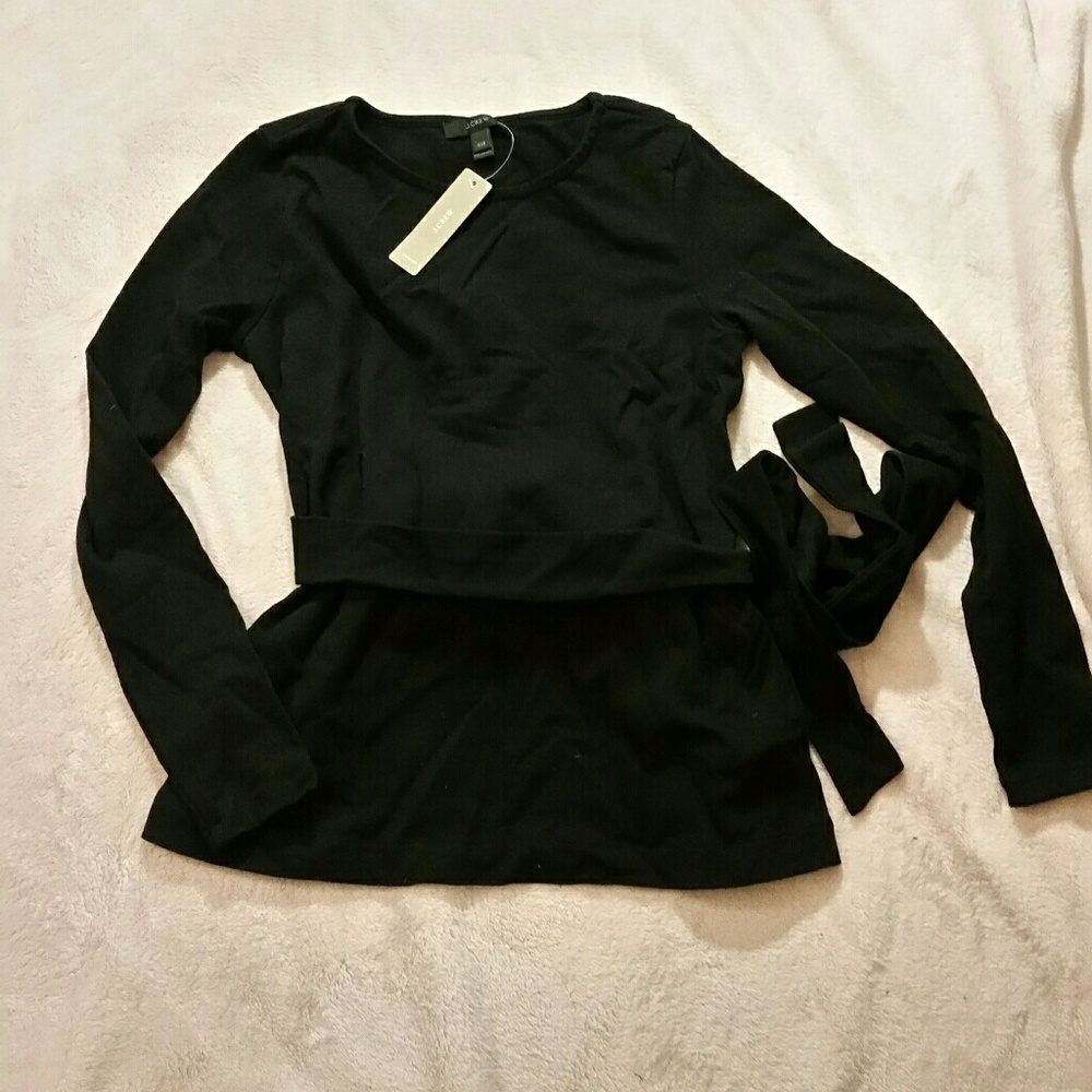 J. Crew Black Long Sleeve Top with Belt